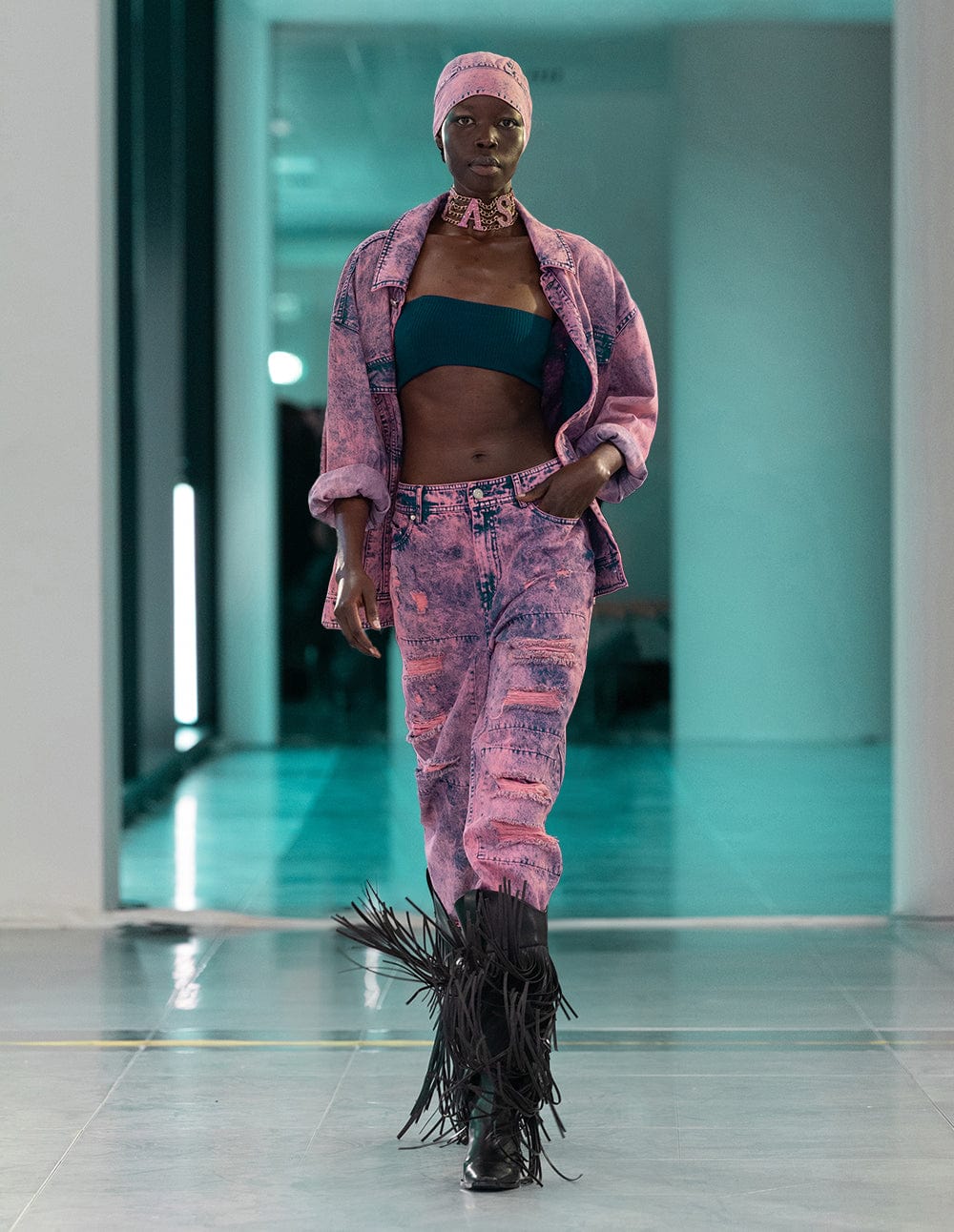 Unisex Snowflake Washed Denim Jacket