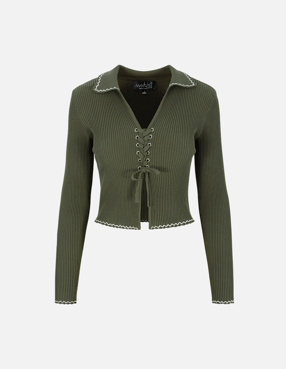 Women's Army Green Lapel Sweater