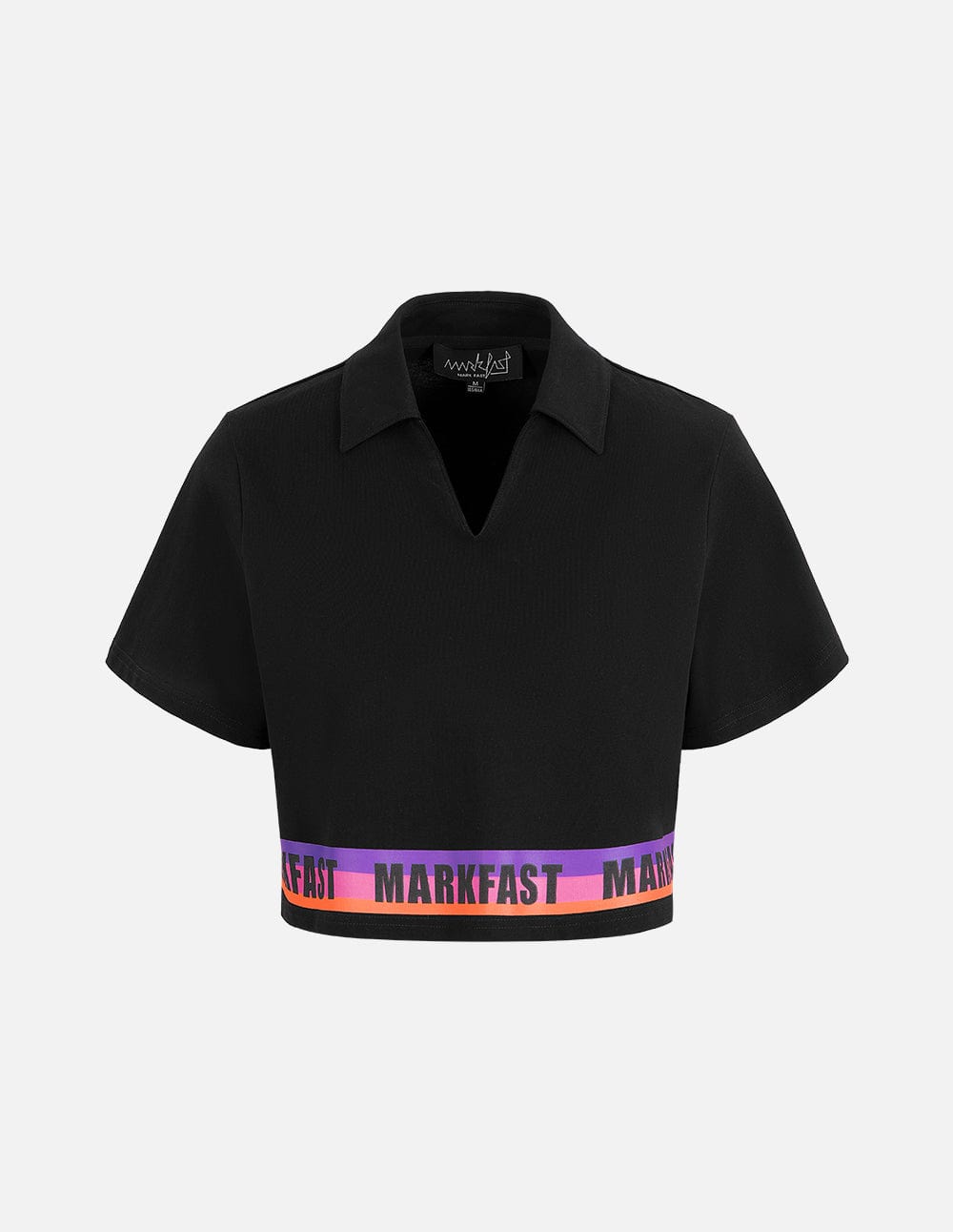 Women's Lapel Logo Printed Short T-Shirt