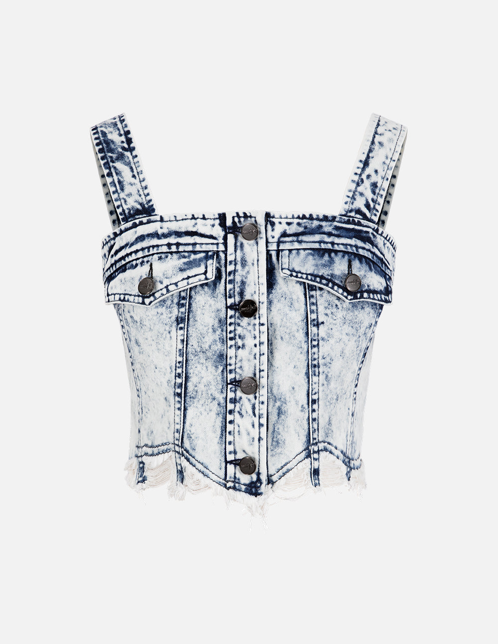 Women's Tie-Dyed Bleached Denim Vest