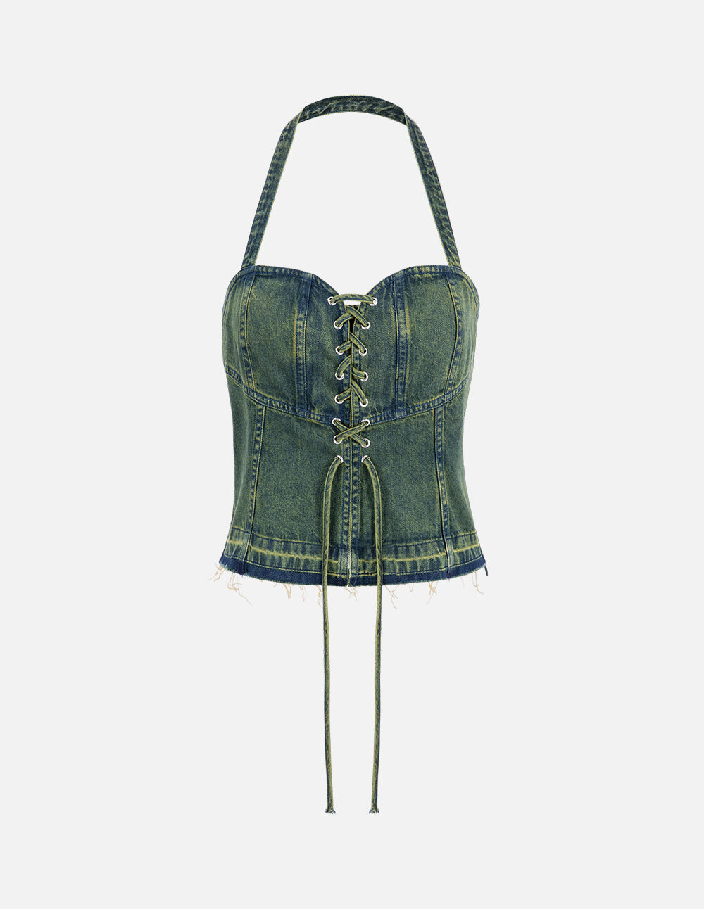 Women's Halter-Neck Dyed Denim Vest