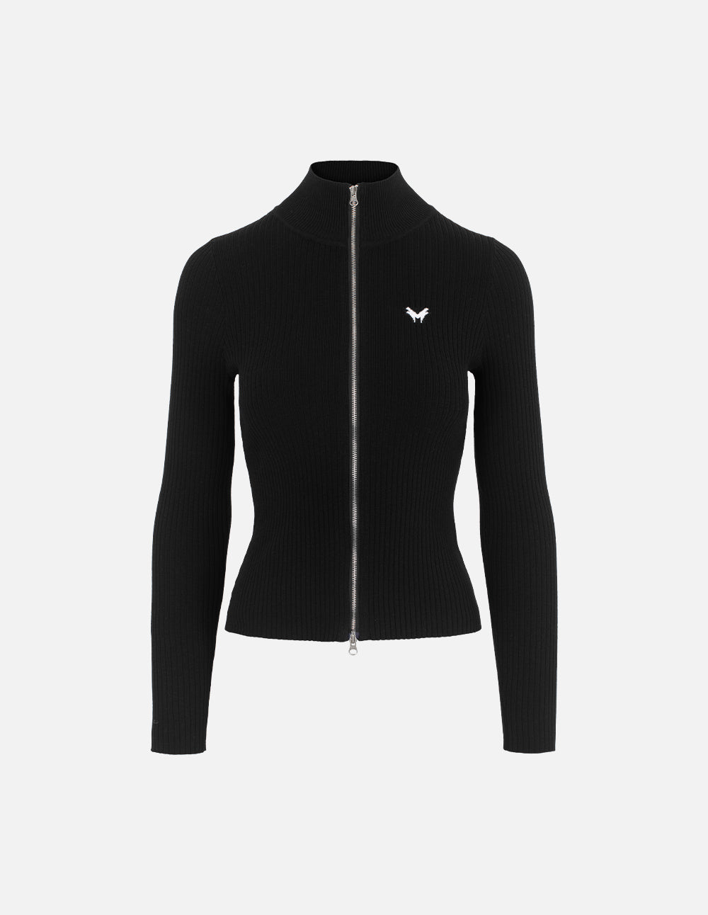 MF high-grade gray turtleneck double-opening zipper slimming versatile knitted cardigan