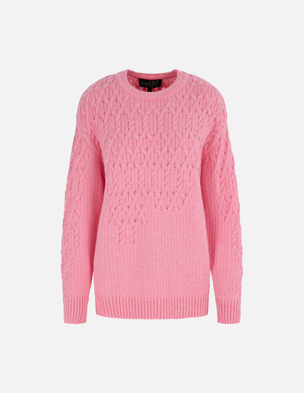 Women's Pink Textured Knitted Pullover