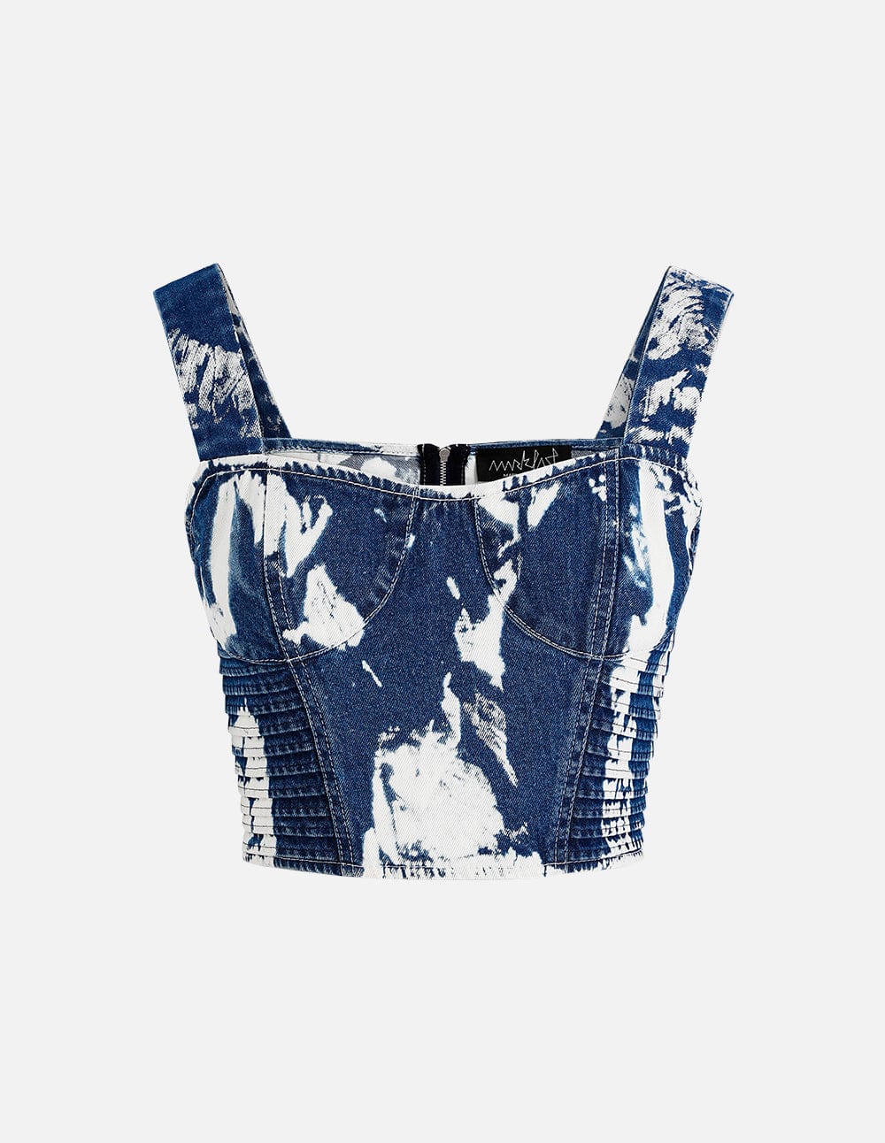 Women's Contrast Colour Tie-Bleached Washed Denim Vest