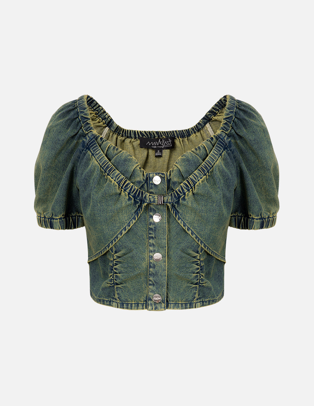 Women's Puff Sleeve Dyed Denim Top