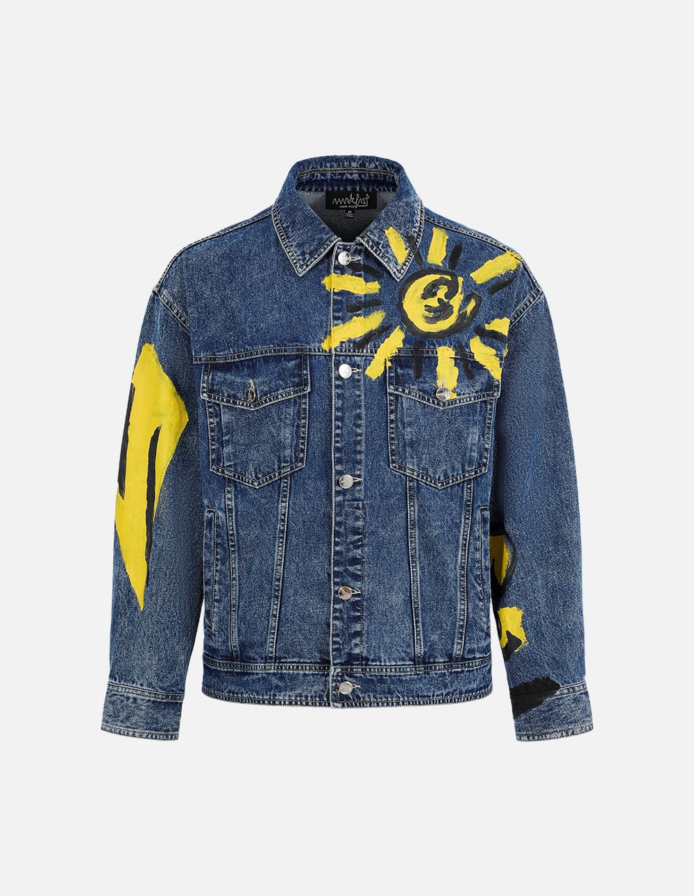Unisex Printed Washed Denim Jacket