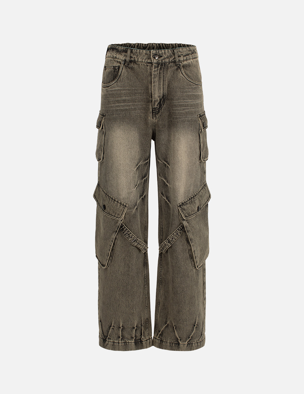 MF Artistic Multi-Pocket Three-Dimensional Pinch Pleat Loose Washed Jeans