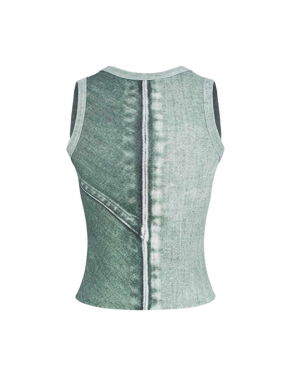 Women's Faux Denim Color Block Printed Tank Top