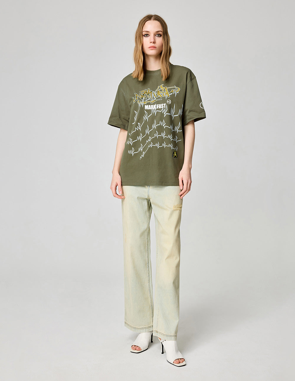 Couple style letter logo printed cotton T-shirt