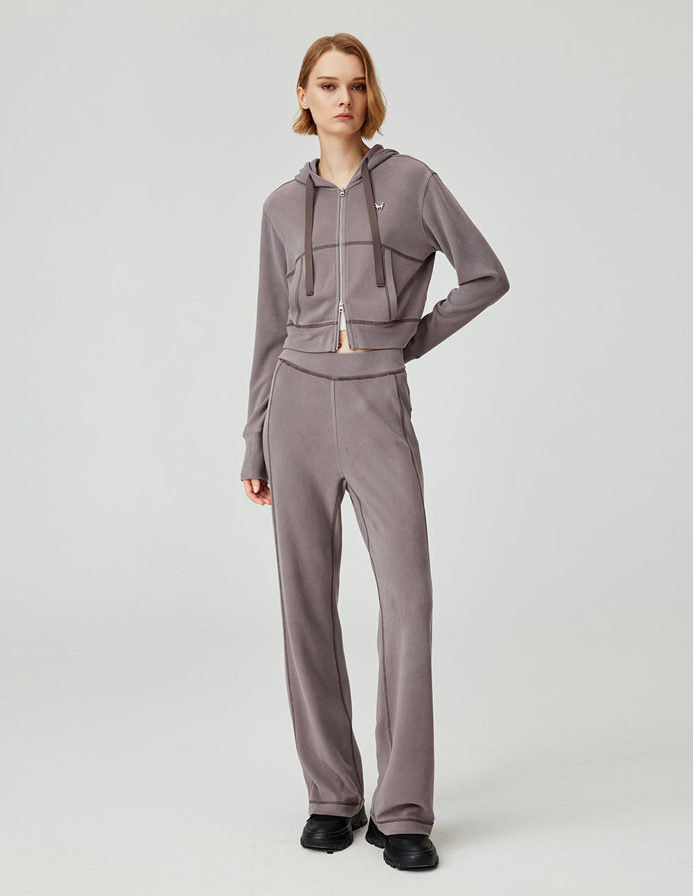 MF versatile casual elastic high waist straight loose wide leg pants