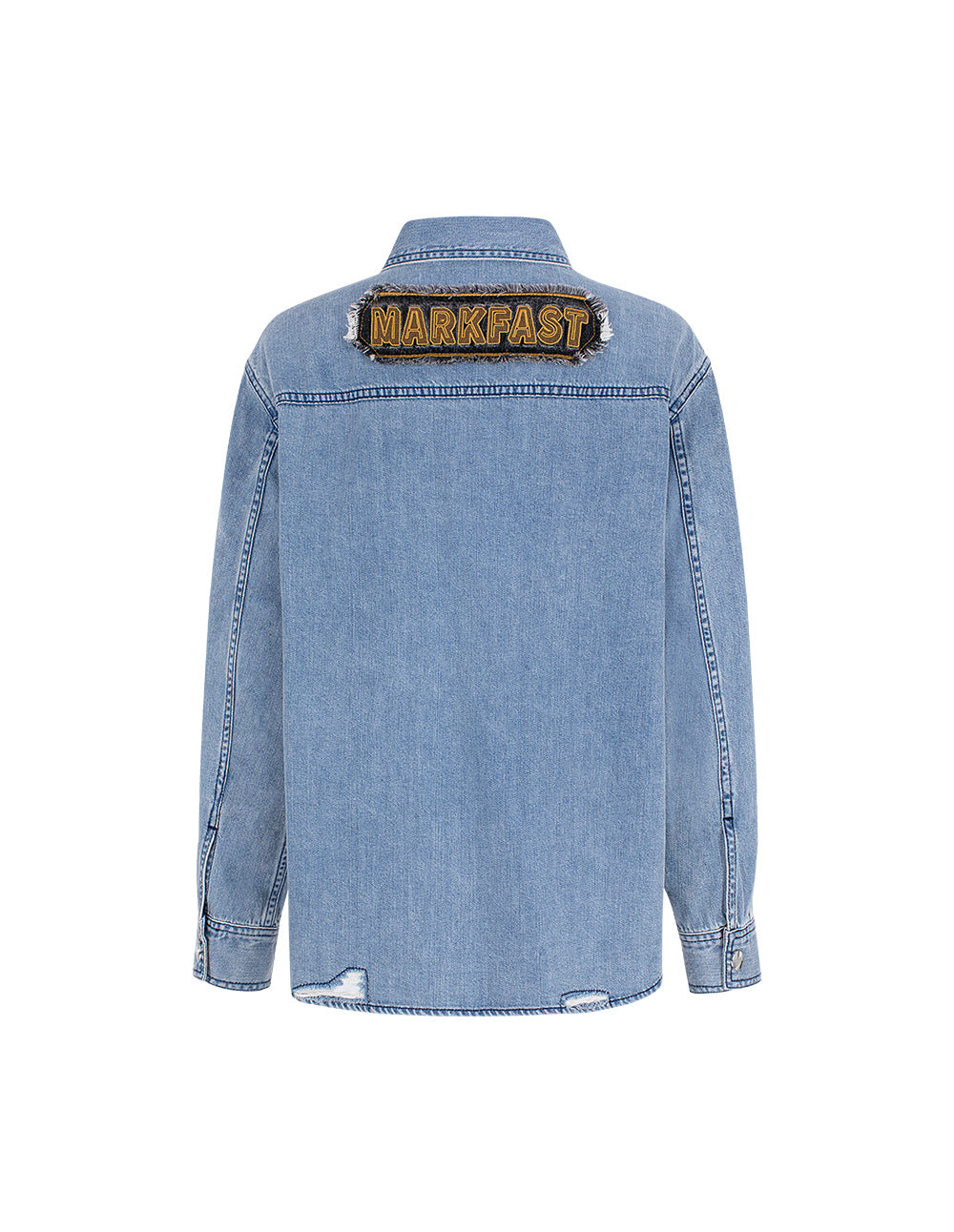 Couple Style Patch Embroidered Ripped Denim Shirt