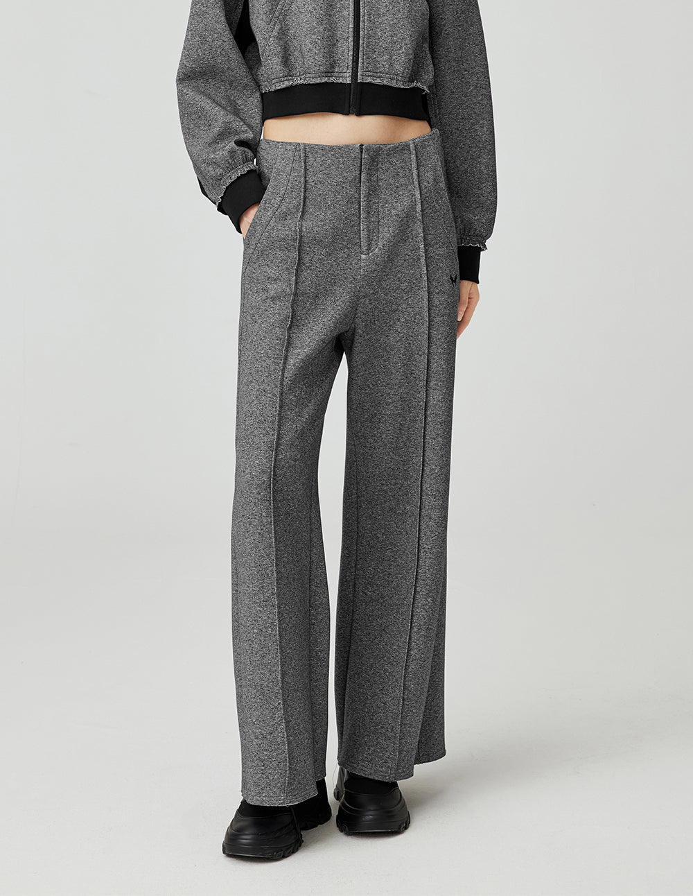 MF casual and comfortable waistless design loose and slim wide-leg straight trousers