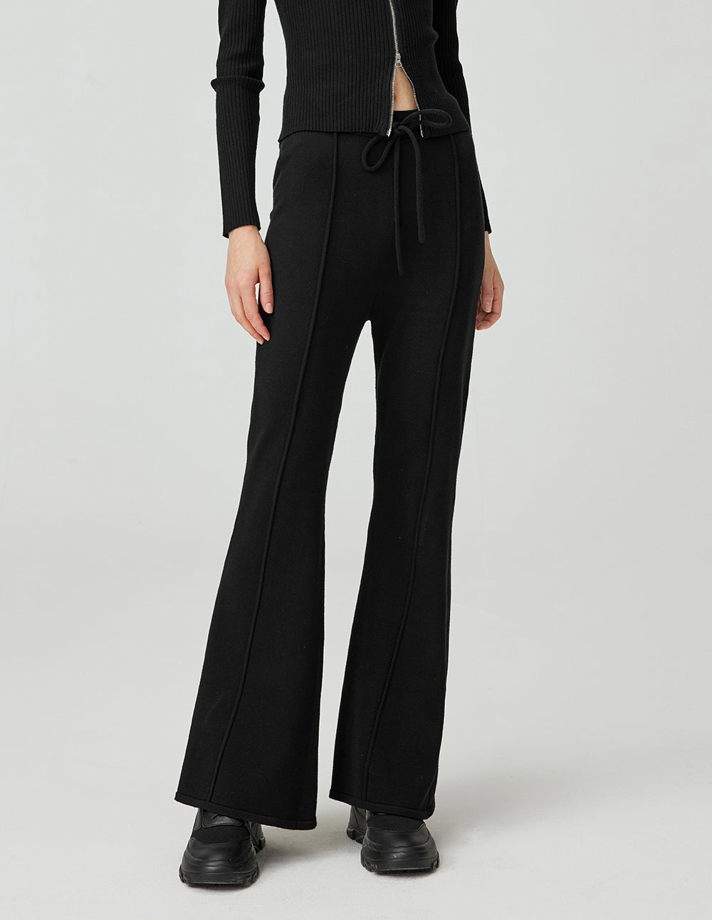 MF super slim high waist tie comfortable casual knitted pant