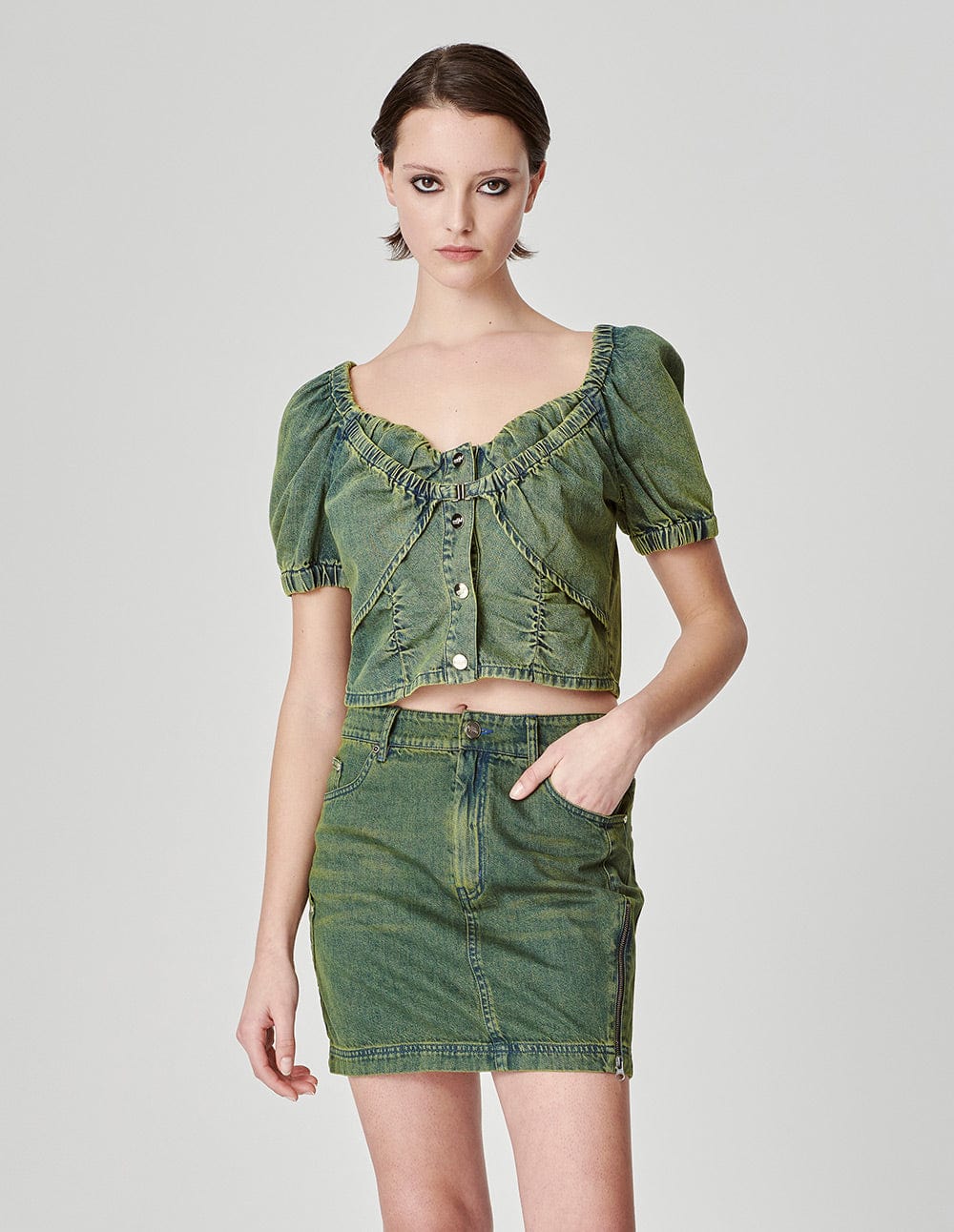 Women's Dyed Washed Denim Hip Skirt