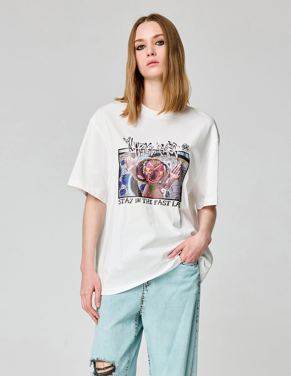 Couple Style T-Shirt With Troublesome Little Monster Print