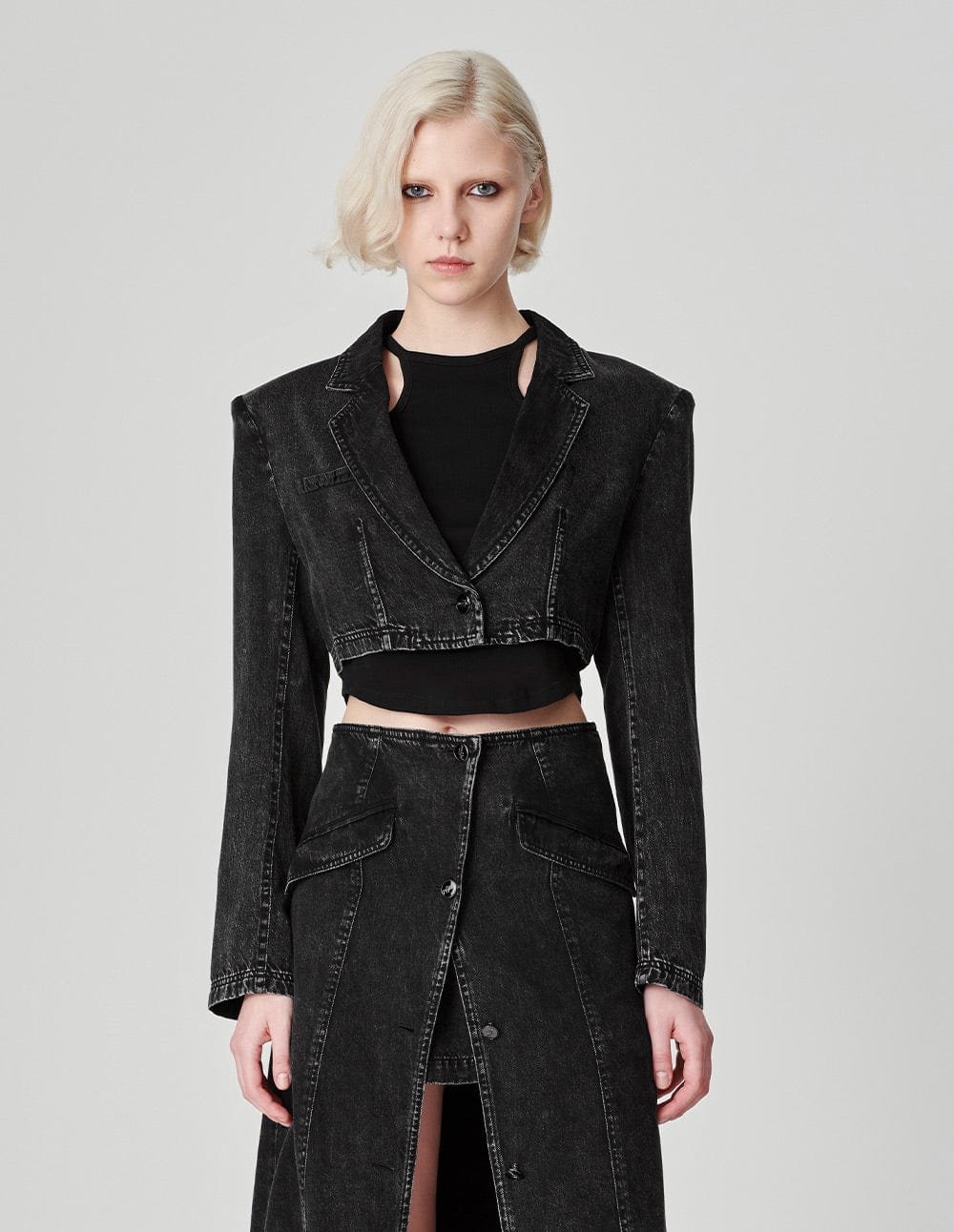 Women's Washed Denim Short Blazer