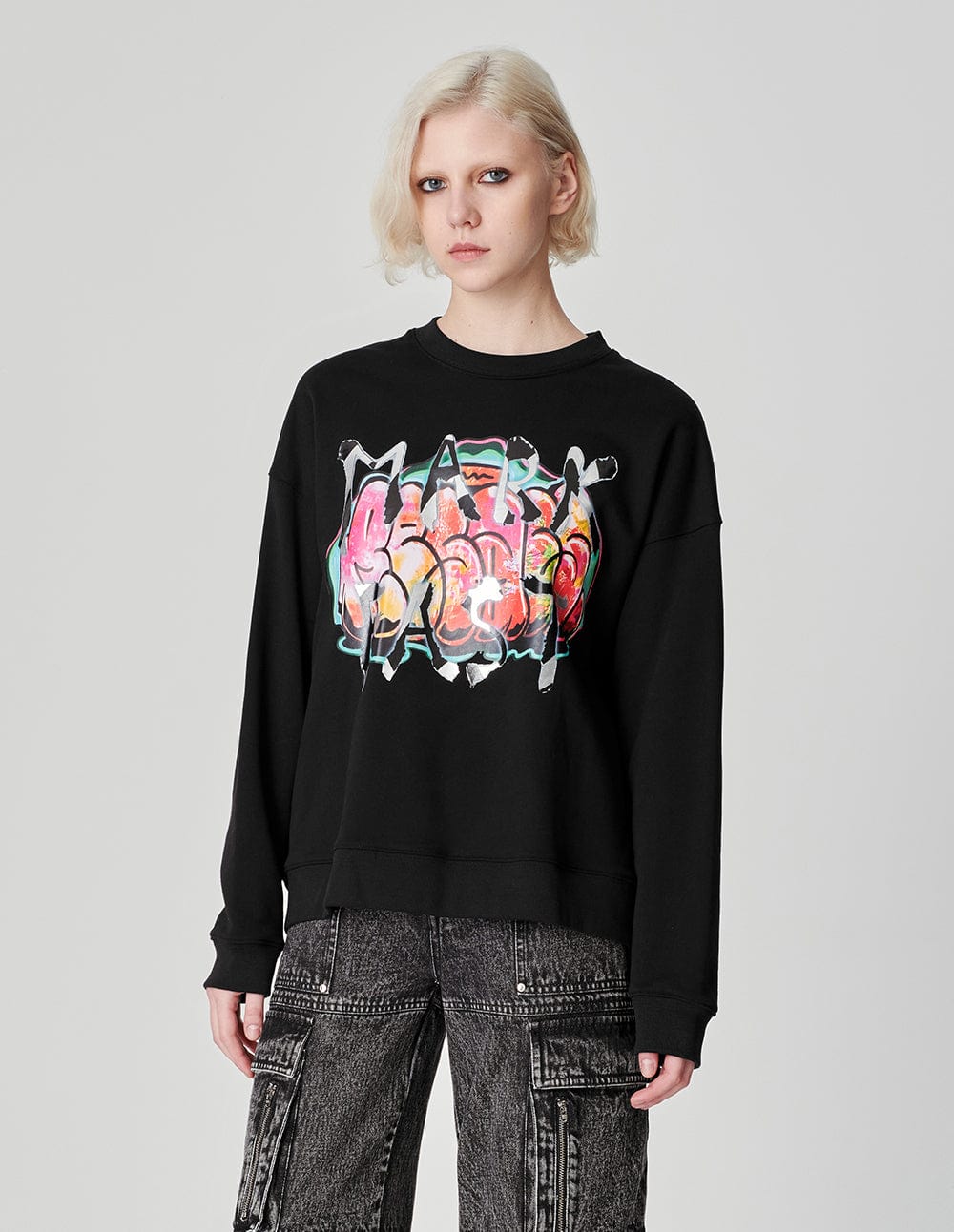 Unisex Loose Round Neck Colourful Shell Graffiti Sweatshirt