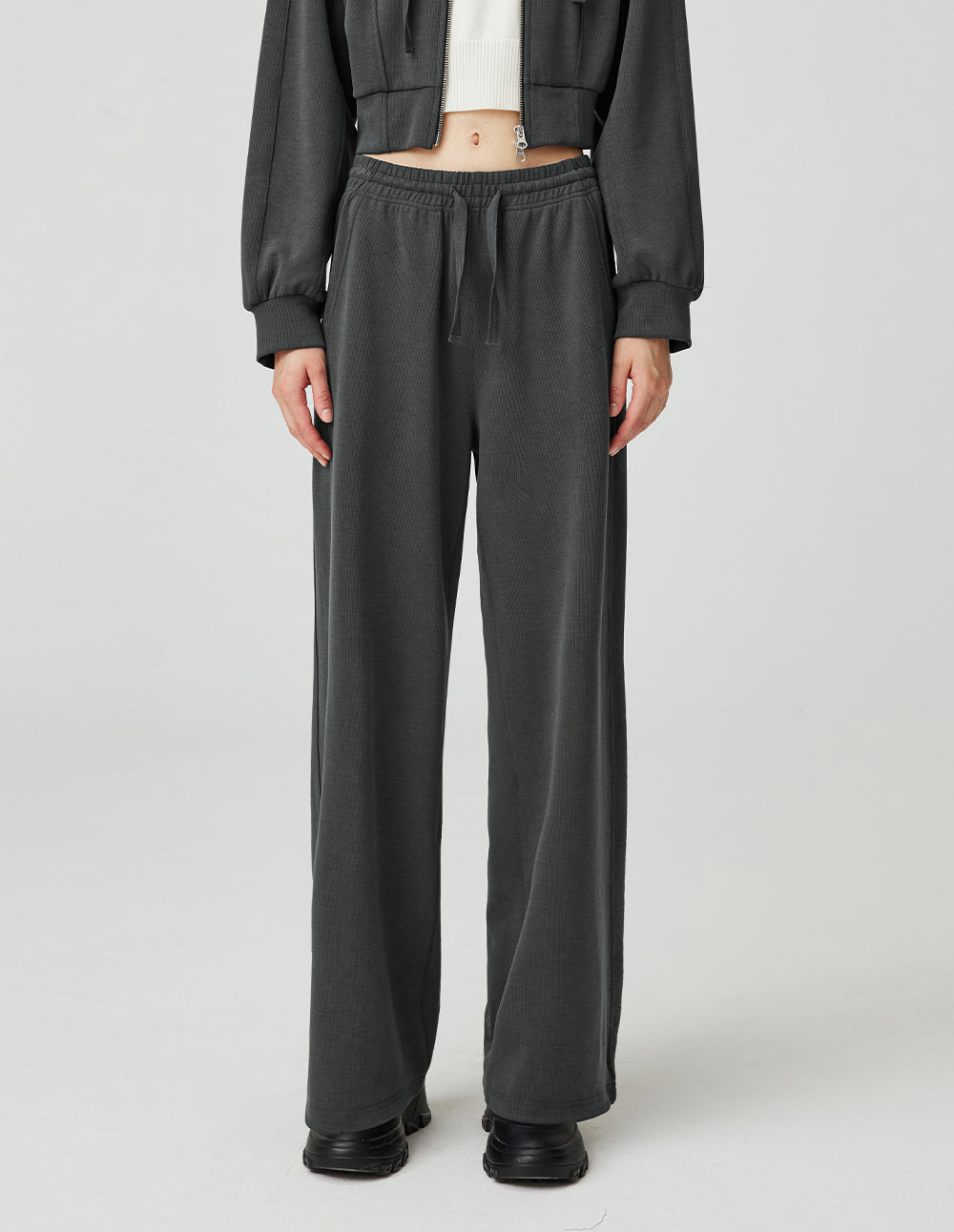 MF casual, simple and versatile elastic drawstring slim straight casual pants