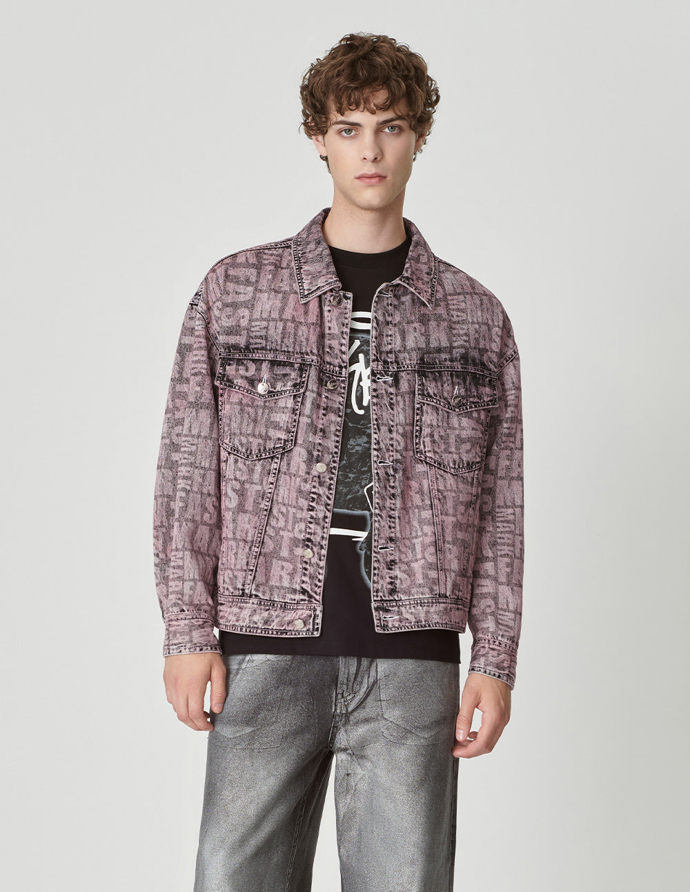 Couple Style Snowflake Dyed Washed Denim Jacket