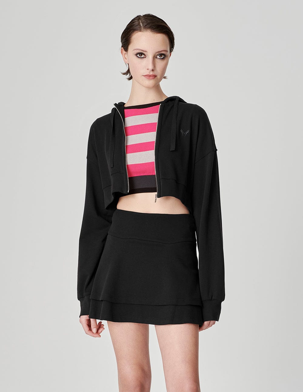 Women's Logo Embroidered Short Hooded Jacket