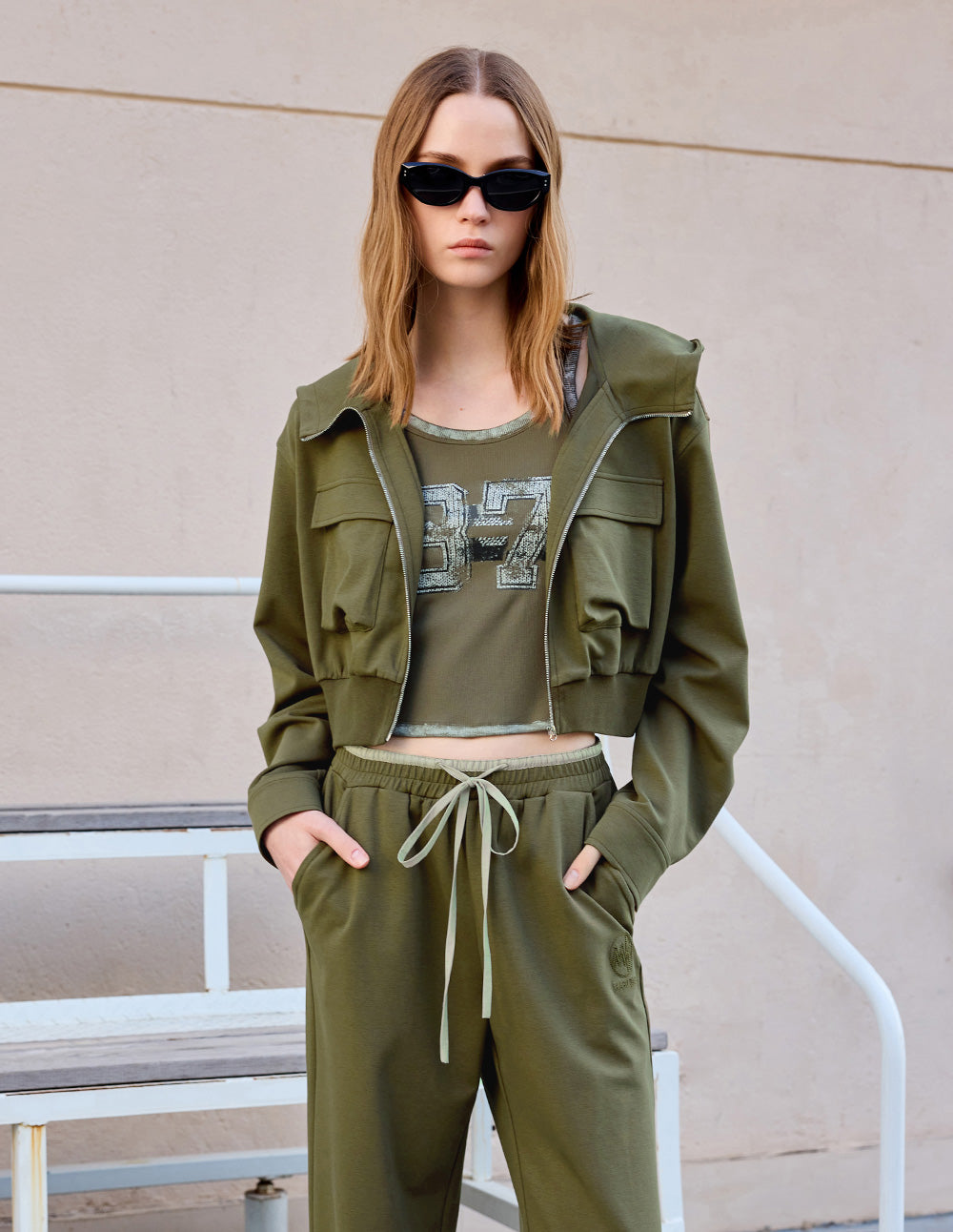 Women's Olive Green Hooded Loose Coat