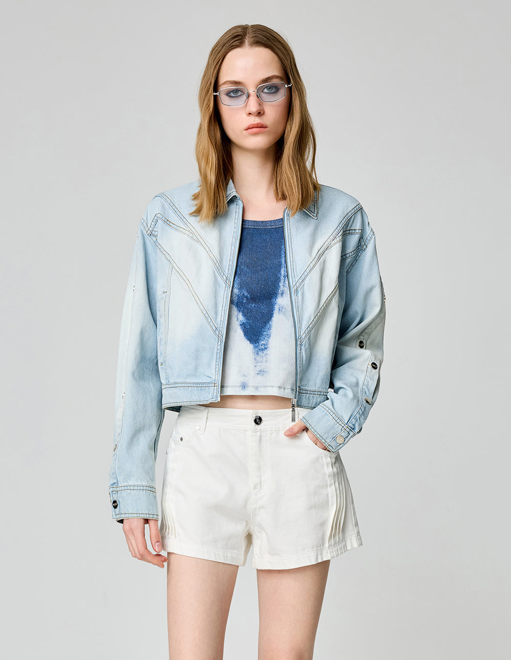 MF Vintage Washed Cotton Short Denim Jacket