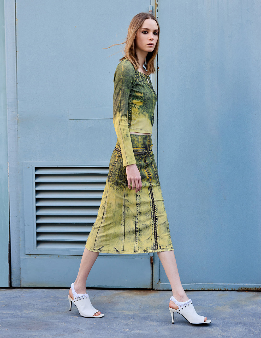 Women's Washed Yunrou Knitted Denim Skirt