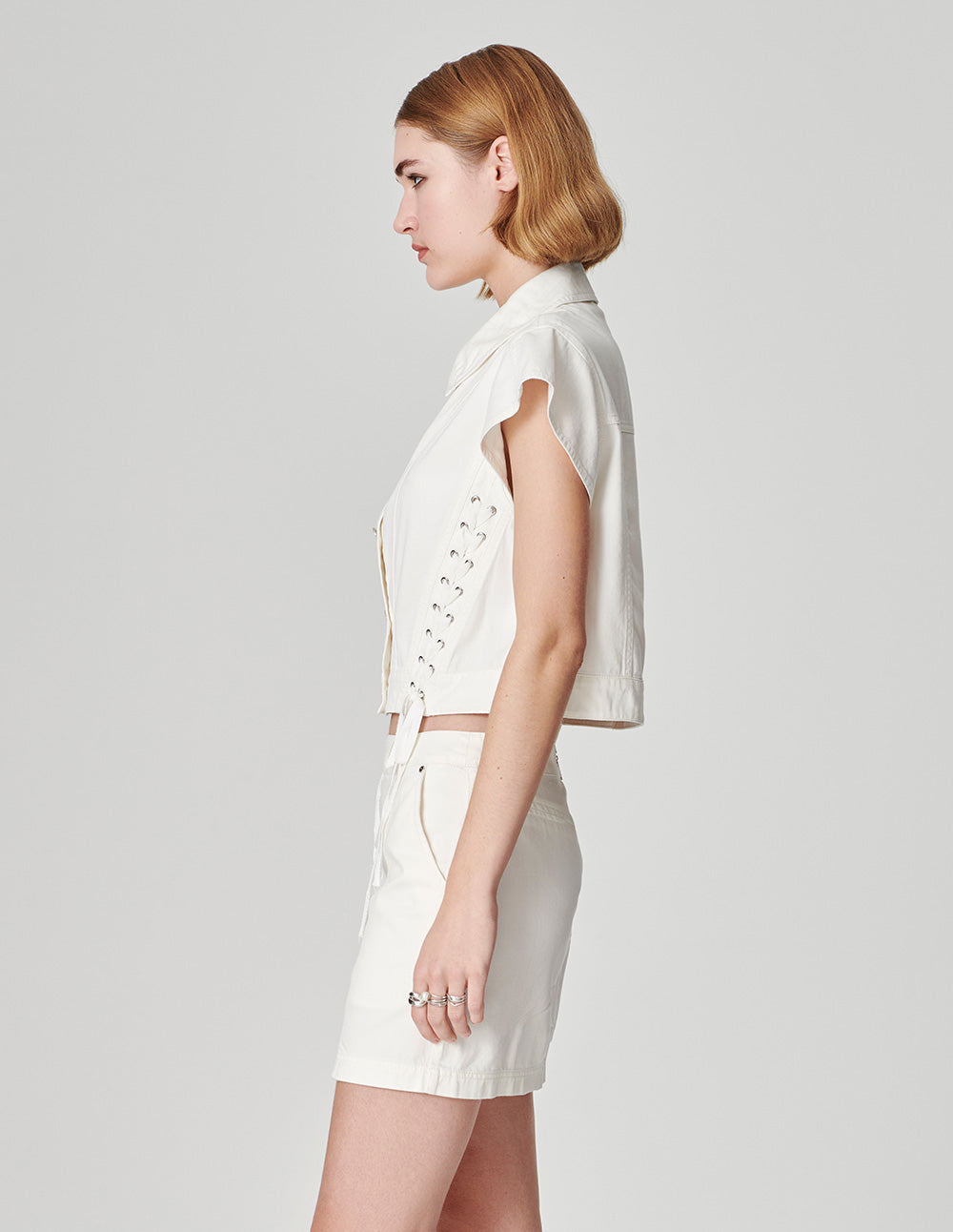 Women's Short-Sleeved Washed Denim Shirt