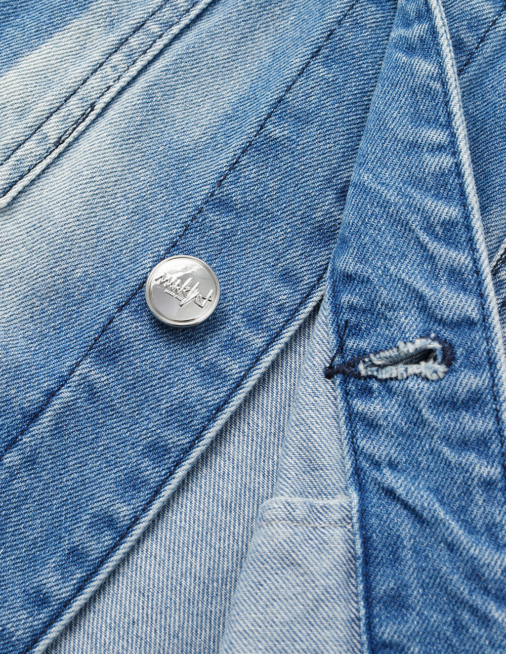 Couple Style Blue And White Washed Denim Jacket