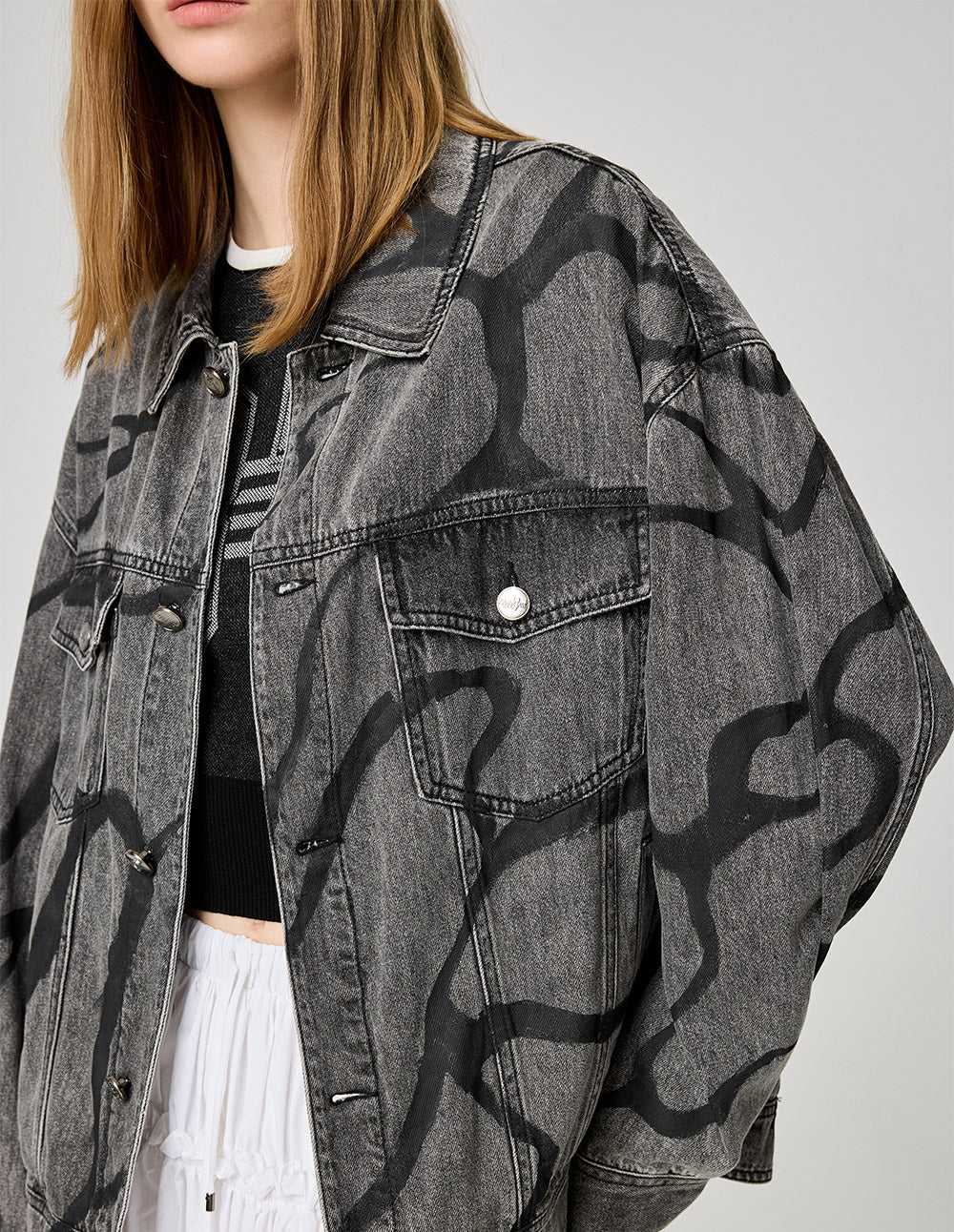 Couple Style Washed Wavy Denim Jacket