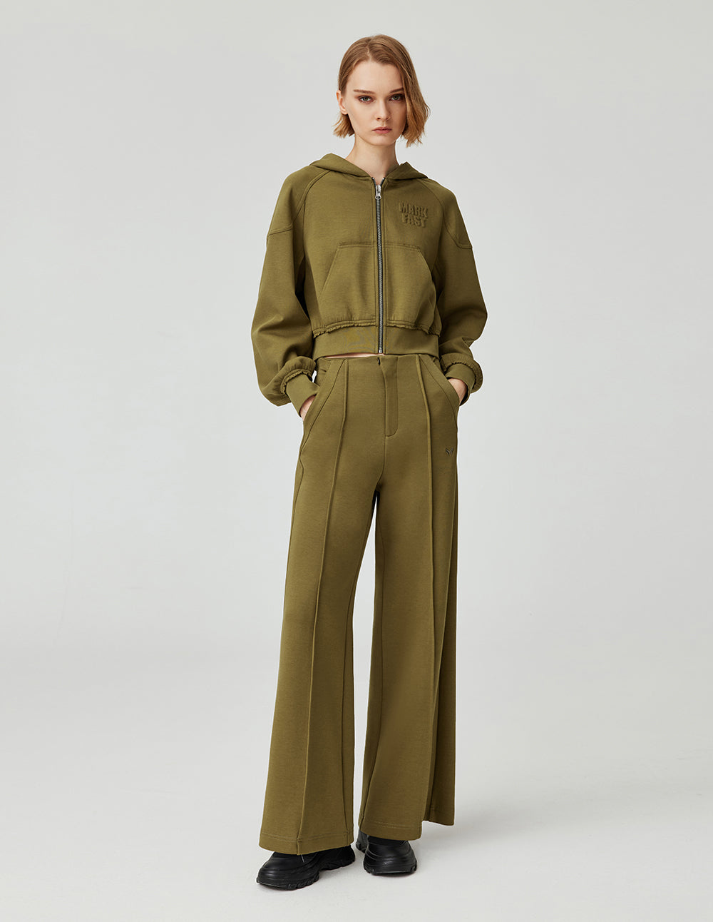 MF casual and comfortable waistless design loose and slim wide-leg straight trousers