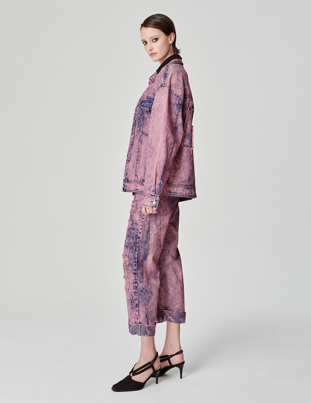 Unisex Snowflake Washed Denim Jacket