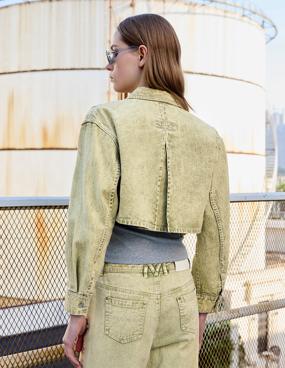 Women's Snowflake Washed Shirt Short Jacket