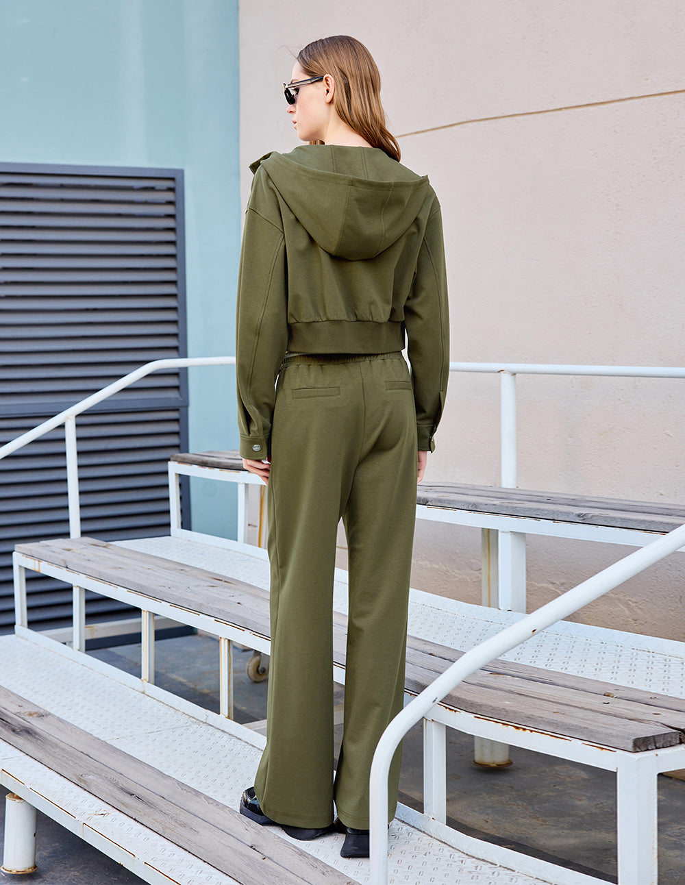 Women's Olive Green Hooded Loose Coat