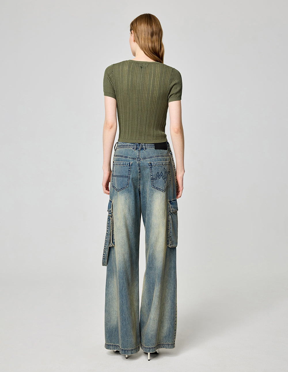 Women's Olive Green Hollow Pullover