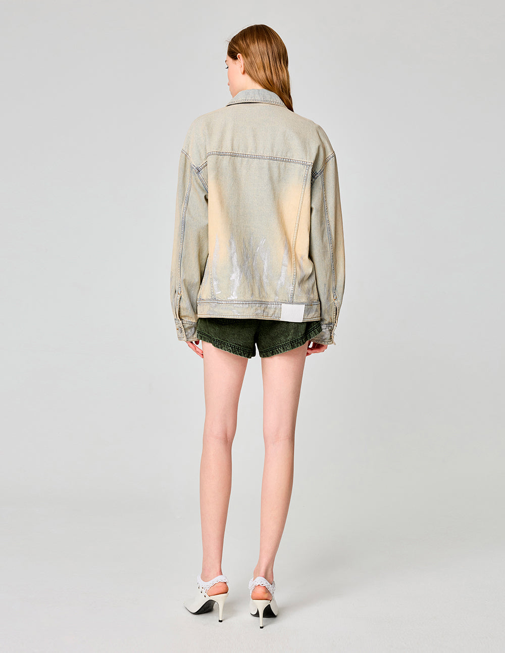 MF Artistic Hand-Painted Lettering Printed Washed Denim Jacket