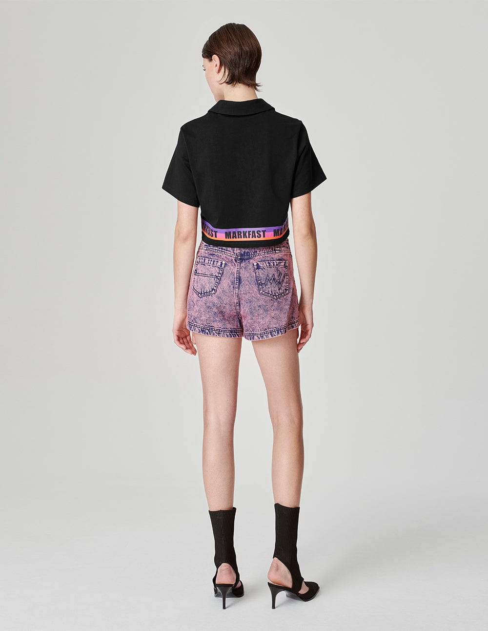 Women's Lapel Logo Printed Short T-Shirt