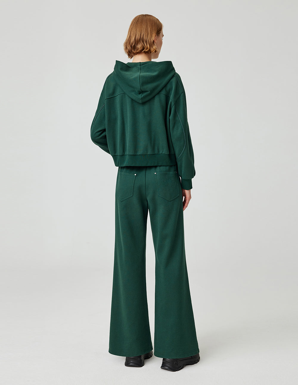 MF Deep Sea Green Versatile Slimming Elastic Drawstring Wide-Leg Pants