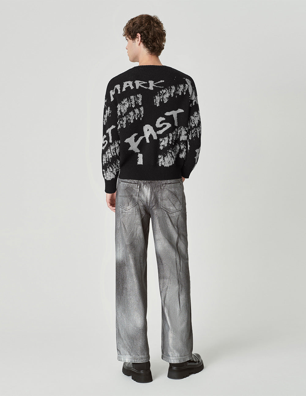 Men's Contrast Letter Jacquard Sweater