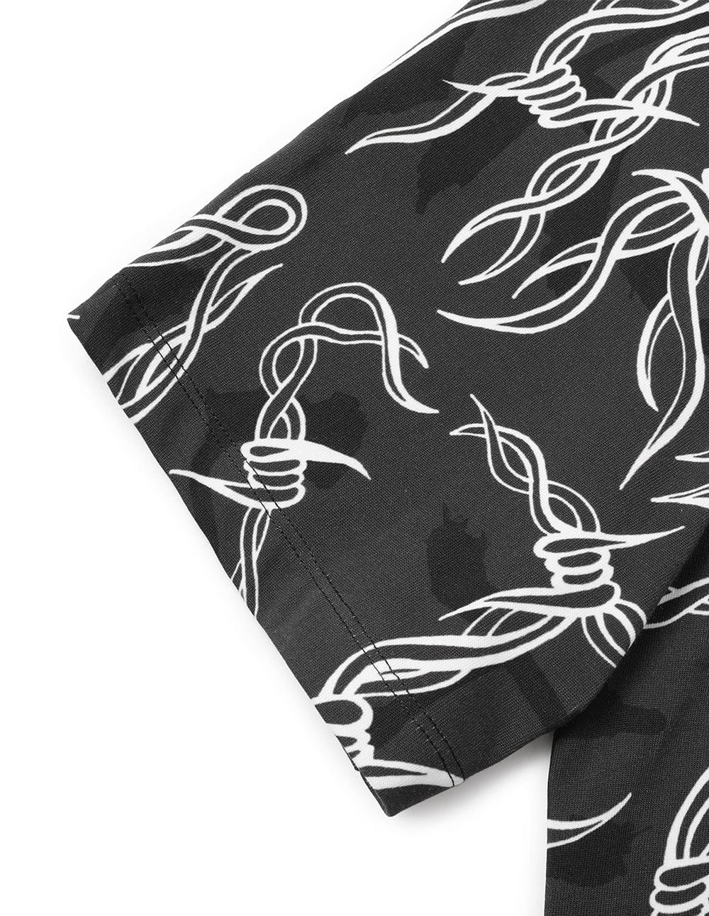 Men's Black Thorn Print Cotton T-Shirt