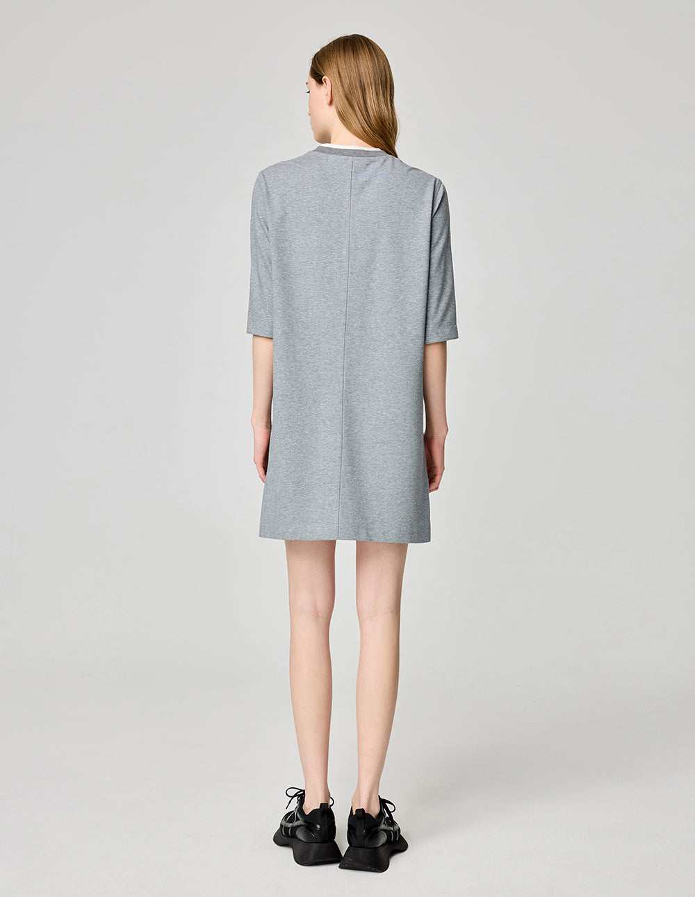Women's air cotton simple contrasting edge T-shirt dress
