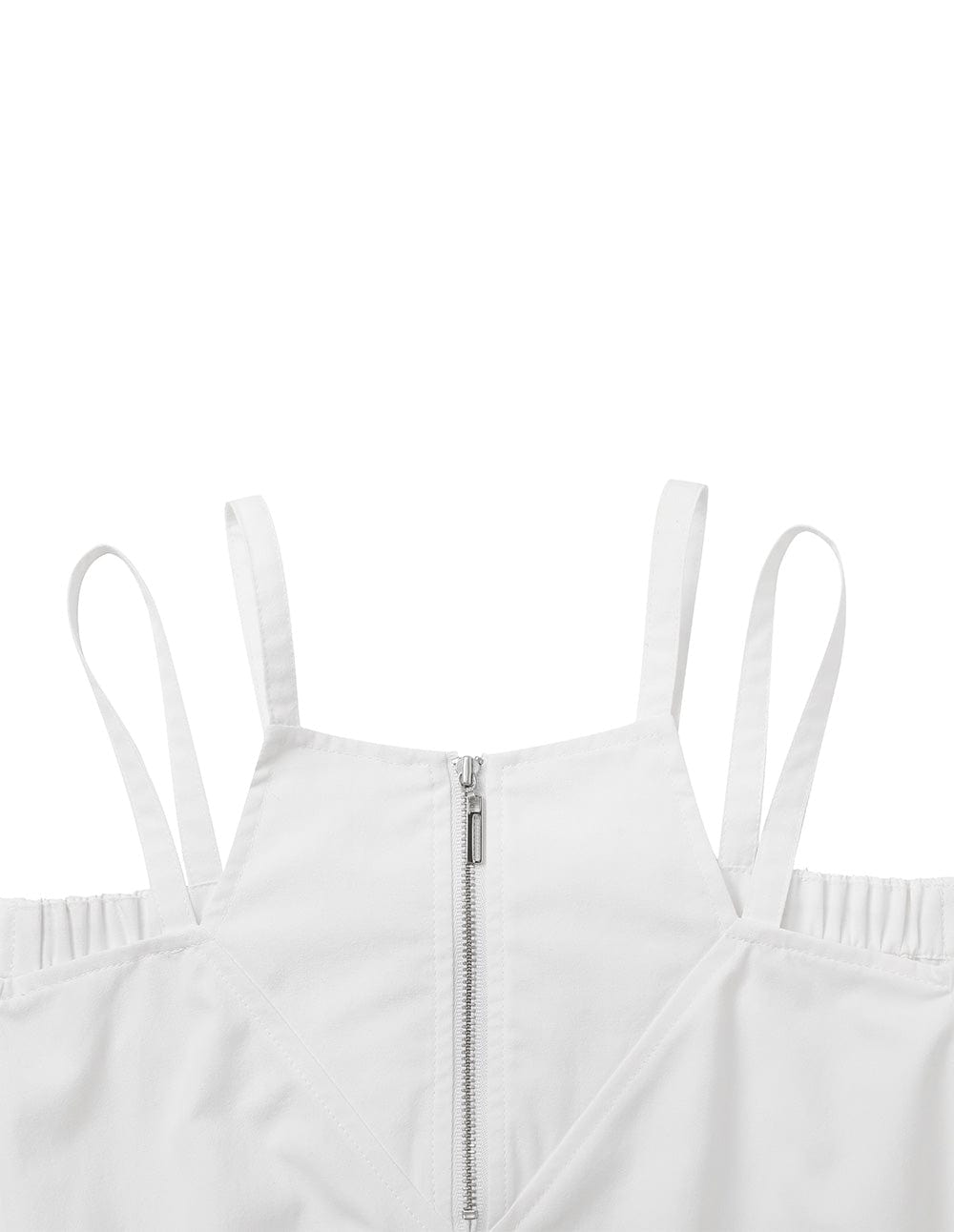 Women's Front Zip Off-The-Shoulder Mid-Sleeve Top