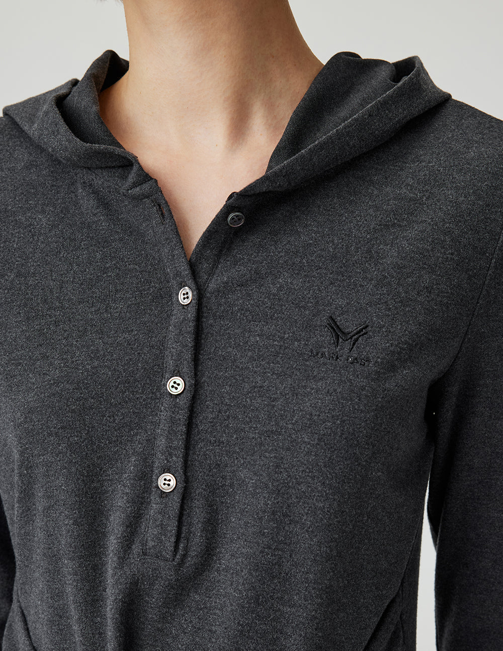 MF Hooded, Flared Design Dark Gray A-line Long Dress