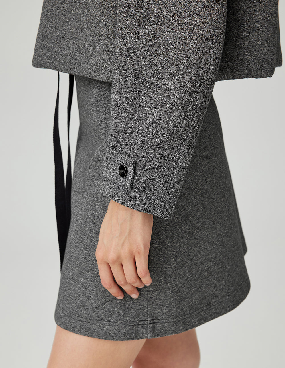 MF belt buckle pleated splicing super short A-line skirt