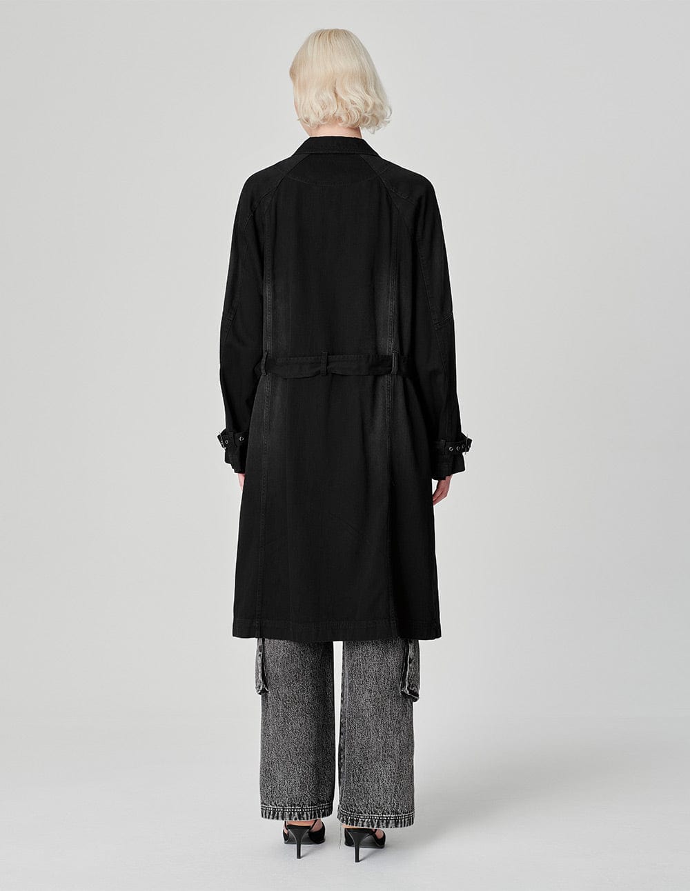 Unisex Double Zipper Belted Denim Jacket