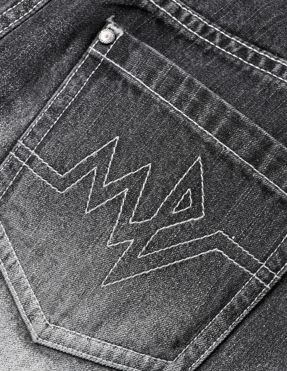 Women's Bright Silver Printed Washed Denim Skirt