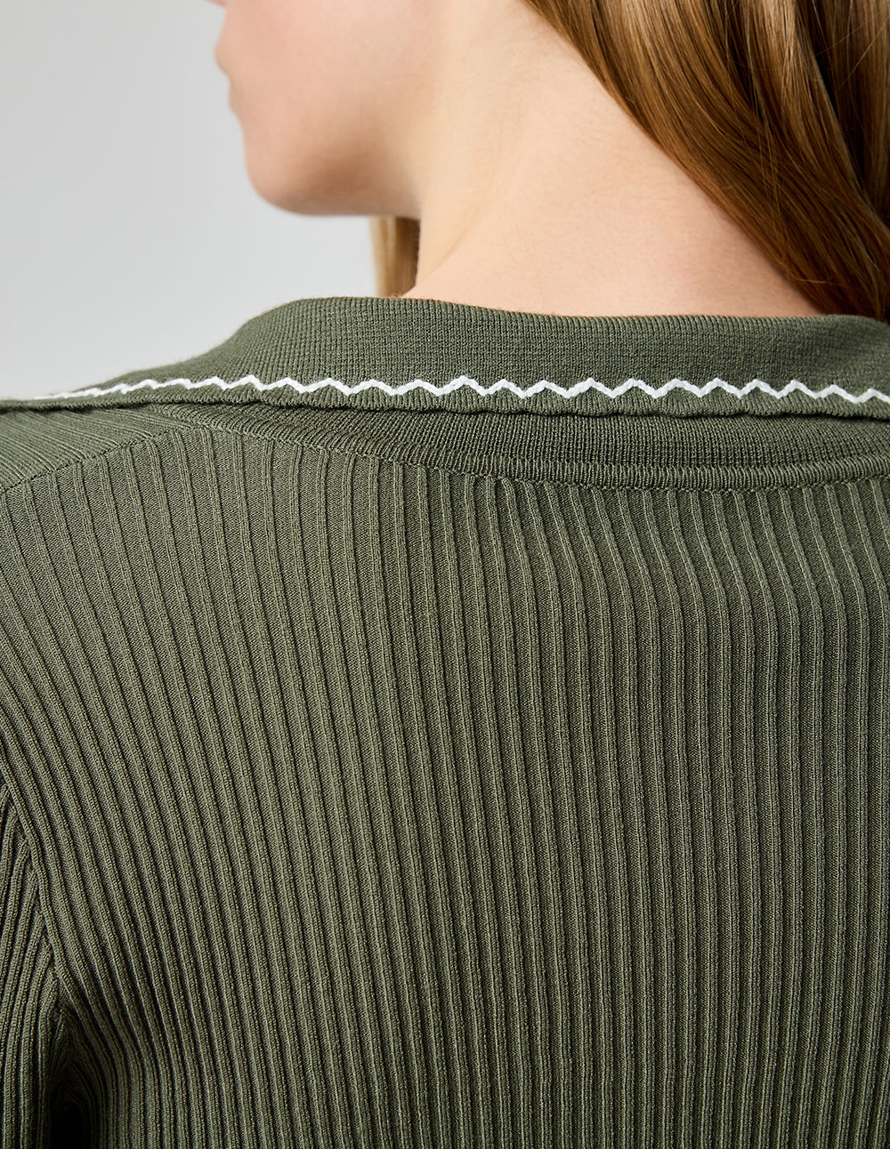 Women's Army Green Lapel Sweater