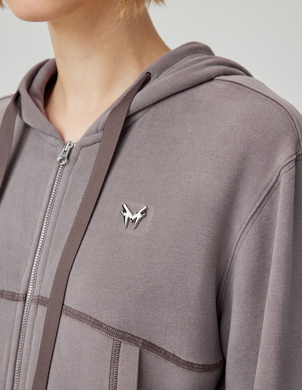 MF casual hooded tie double-opening zipper knitted jacket