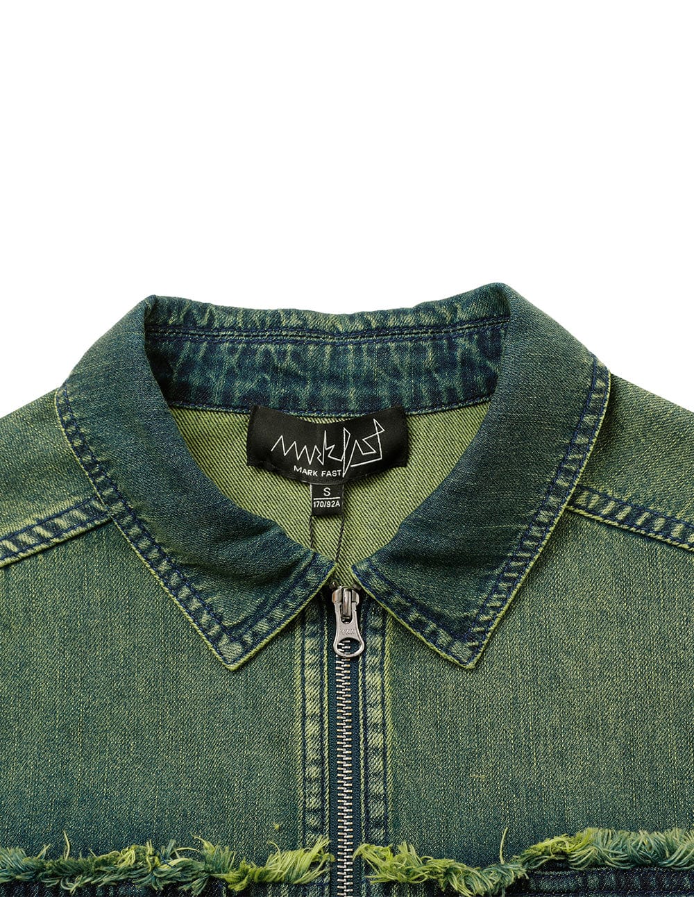 Unisex Style Ripped Sleeve Washed Denim Jacket