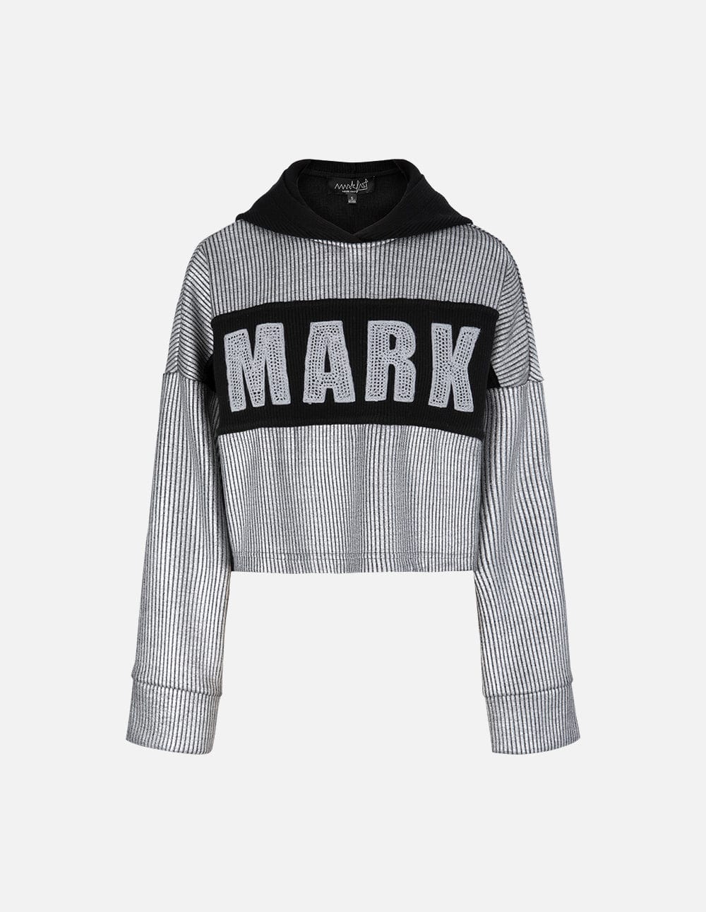 Ladies Silver Hooded Short Loose Sweatshirt